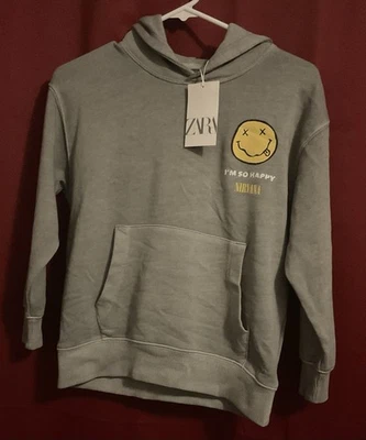 Sudadera con Capucha Zara Niños Nirvana Canguro Bolsillo Talla 7/8 Nueva Foto 1 de 4