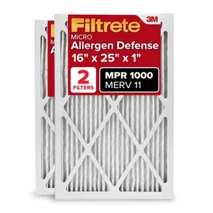 Filtrete 16x25x1 AC Furnace Air Filter, MERV 11, MPR 1000, Micro Allergen Def... - Picture 1 of 9