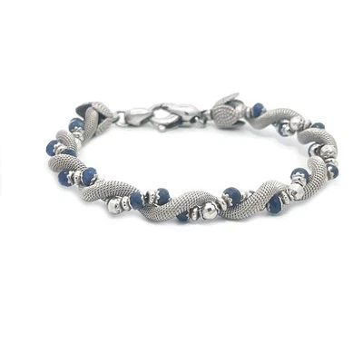 Pulsera Sun Day Oro Zafiro Malla Blanca 18k Eslabones Entrelazados Foto 1 de 4