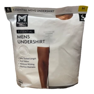 Camiseta interior Members Mark Essential para hombre talla mediana blanca nueva en caja - Imagen 1 de 4