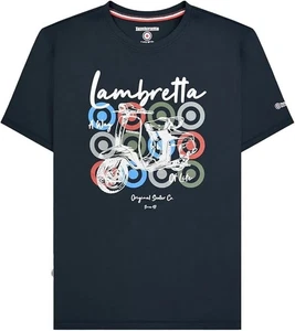 Lambretta Scooter T-Shirt Crew Neck T-Shirt Navy - Picture 1 of 2