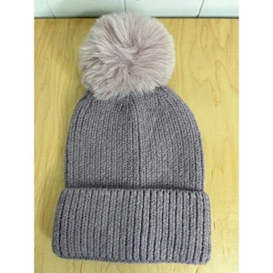 Norla Canada/Anthropologie Wintermütze Lavendel Strick Wolle/Alpaka Bommel Einheitsgröße neu ohne Etikett - Bild 1 von 3