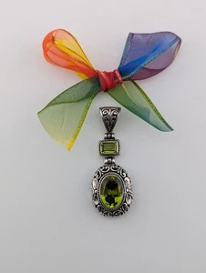 Large Peridot Sterling Silver Pendant - Picture 1 of 11