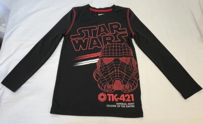 Star Wars Shirt Youth Black Red Imperial Army Long Sleeve Casual Kids Boys Sz 7 - Image 1 of 4