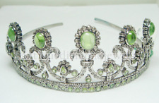 Certified 11.35ct Rose cut Diamond 925 silver peridot wedding hair tiara Crown