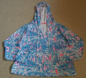 NWOT Womens Sweatshirt-LILLY PULITZER-blue 'Boatylicious Kiawah' crop hoodie-XL - Picture 1 of 4