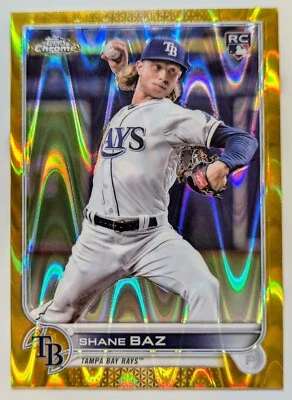 Topps Chrome 2022 #201 Shane Baz Sonic Gold Ray Wave /50 RC MINT Condition  - Image 1 of 4