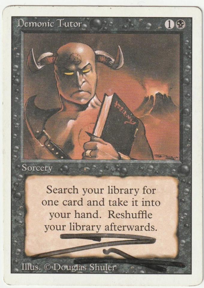 Revised Edition  MTG  Demonic Tutor   SIgned by Douglas Shuler - Image 1 of 2