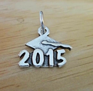 Sterling Silber 14x15mm 2015 Geburtstag Hochzeit Abschluss Jahr Charm - Bild 1 von 3
