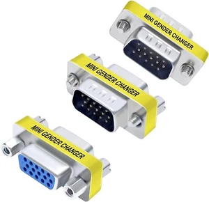 15pin SVGA/VGA Gender Changer Adapter COUPLER Male to Male - 15 pin HD15 (3Pack) - Picture 1 of 7