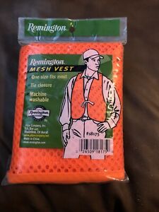 Remington Blaze Orange Mesh Hunting Vest 1 Size Fits Most Tie Closure 18175 New