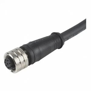 E12403, Single Ended Cordset, Str M12 F 8pos to Pigtail, 8 Wire 5 m, PUR Black, - Picture 1 of 1