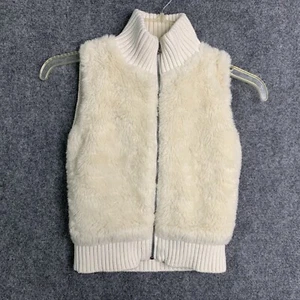 Gap Kids Faux Fur Knit Sweater Vest Winter Ivory Cream Girls Small 6-7 - Picture 1 of 8