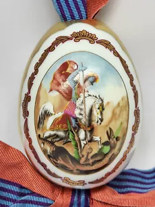 UOVO DI PASQUA/SAN GIORGIO CHE UCCIDE IL DRAGO porcellana dipinta RUSSIA IMPERIALE - Foto 1 di 17