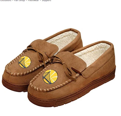Golden State Warriors NBA Moccasin Slipper Tan Cover