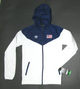 Umbro USA Sport Boy's Hoodie Windbreaker, New White Navy Water Resistant Sz XL - Picture 1 of 4