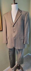Vintage Tommy Hilfiger Men’s Dark Tan Wool 2 Piece Suit 43R Jacket + 35/27 Pants - Picture 1 of 20