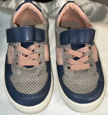 Old Navy Toddler Girl Shoes Sz 8 Blue/Gray Mauve Faux Laces Strap Hook&Loop EUC - Image 1 of 4