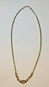 CCO Black Hills Gold 10K Yellow & Rose Gold Leaves Rope Chain Necklace - Picture 1 of 6