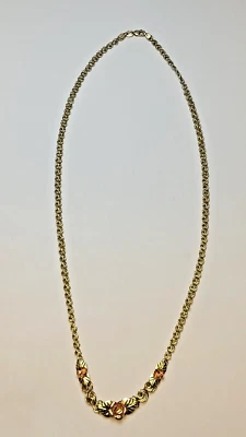 CCO Black Hills Gold 10K Yellow & Rose Gold Leaves Rope Chain Necklace - Image 1 of 4