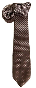 YSL YVES SAINT LAURENT TIE 2¾” Brown w/Red & White Dots 100% Silk Excl’t Cond - Picture 1 of 5