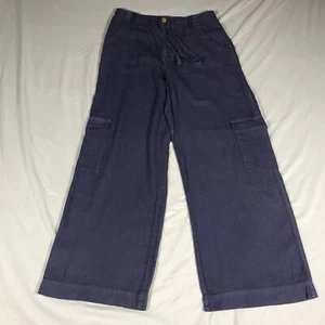 Sinceramente Jules Coastal Linen M pantaloni cargo gamba larga tasche spiaggia - Foto 1 di 12