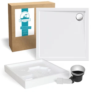 Duschwanne Komplettset 90 x 90 x 2,5 cm bodengleiche Brausewanne flach robust - Bild 1 von 12