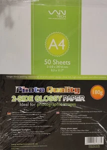 Wintech DIN A4 Fotopapier - Weiß, Hochglänzend, 180g/m², 50 Blatt - Bild 1 von 1