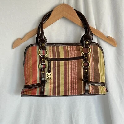 Винтажная полосатая купольная сумка Giani Bernini — тройное отделение, внутренние карманы - Изображение 1 из 4