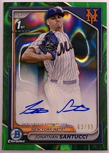 Jonathan Santucci -2024 Bowman Draft Chrome Prospect Auto #CPA-JS Green Lava /99 - Picture 1 of 3