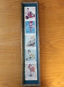 FRAMED SET OF VINTAGE GIL ELVGREN PIN-UP CARDS - WWII - pin-up art - Picture 1 of 5