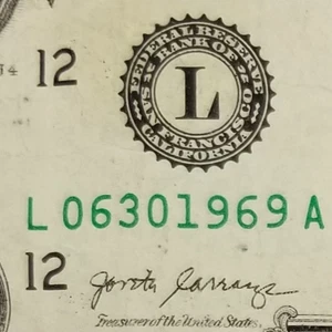 $1 Birthday Anniversary Note June 30, 1969 Dollar Bill Fancy Serial Number L A - Picture 1 of 11