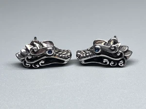 Women's John Hardy Sterling Legends Naga Dragon Sapphire Eye Earrings - Picture 1 of 5