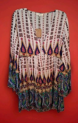 Vestido Umgee Mujer Multicolor Estampado Paisley Manga Acampanada Talla XL NUEVO CON ETIQUETAS  Foto 1 de 4
