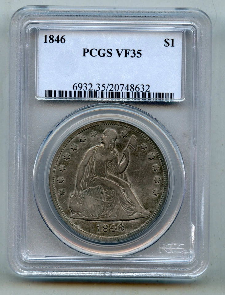 1846 Seated Liberty Silver Dollar PCGS VF 35 - Image 1 of 4