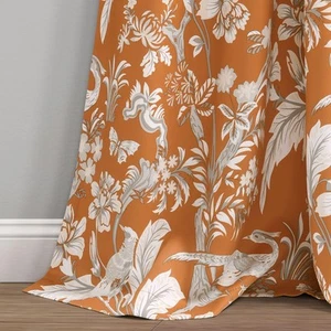 Decor Orange Curtains Dolores Darkening Window Set for Living Dining Room Bedroo - Picture 1 of 5