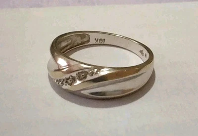 ANILLO DE HOMBRE PAVÉ DE PIEDRAS DE DIAMANTES ELEGANTES DE LUJO DE ORO BLANCO MACIZO DE 10k talla 10. Foto 1 de 4