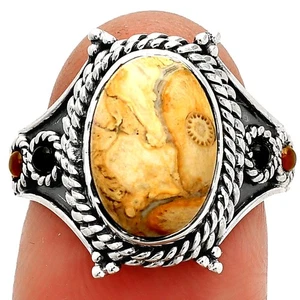 Anello in argento sterling 925 Rock Calcy, onice nera e corniola s.7 gioielli R-1510 - Foto 1 di 5