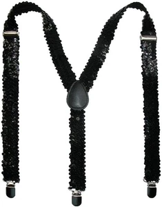 Unisex Adjustable Y-Back Elastic Clip On Suspenders Black Braces for Men Women - Picture 1 of 2