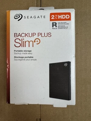 Seagate STHN2000400 Backup Plus Slim USB 3.0 2TB External Hard Drive New Sealed - Image 1 of 4