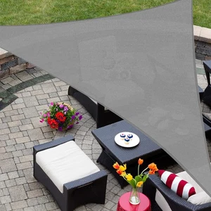 Parasol Vela Triángulo 16' x 16' x 22' GRIS Toldo Exterior para Patio Césped Patio - Imagen 1 de 9