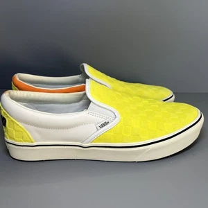 Vans ComfyCush Slip-On Shoes Mens Yellow Orange Penn Tennis Checker Collab - Picture 1 of 9