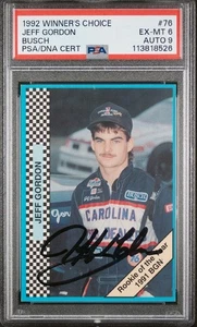 1992 Winners Choice Jeff Gordon 1991 BGN ROY DUAL PSA/DNA EX-MT 6 AUTO 9 Rare - Picture 1 of 3