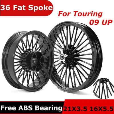 21X3.5 16X5.5 Fat Spoke Wheels Set for Harley Touring Street Road Glide 09-25 - Image 1 of 4