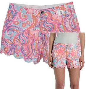 LILLY PULITZER Womens Sz 2 Scallop Hem 5" BUTTERCUP SHORTS Too Much Bubbly - Picture 1 of 4