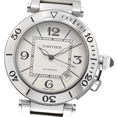 Reloj automático para hombre CARTIER Pasha Seatimer W31080M7 fecha esfera plateada_909648 Foto 1 de 4