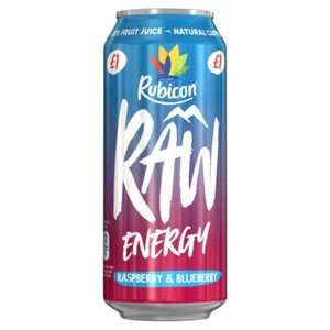 Rubicon Raw Energy Drink Reduce Tiredness Raspberry & Blueberry 500ml x12 P/M £1 - Picture 1 of 2