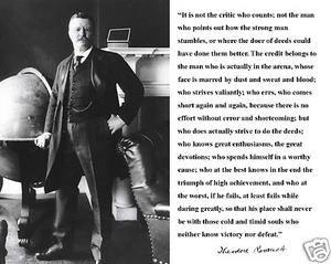 Theodore Teddy Roosevelt The Man In The Arena Quote 8 x 10 11 x 14 Photo - Picture 1 of 1