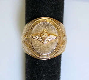 Anillo militar vintage/antiguo oro 10K pesado unisex azul marino aprox.: década de 1940, 8,6 gramos - Imagen 1 de 6