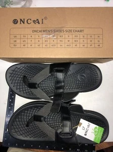 NCAI Mens Thong Flip Flop Size US 12 Black Logo New Orthopedic Support Beach FV - Picture 1 of 4